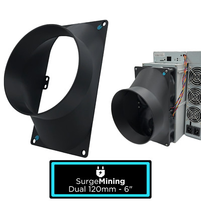Dual 120mm to 6 Inch Max Fan Shroud Silencer ASIC Antminer IceRiver Goldshell