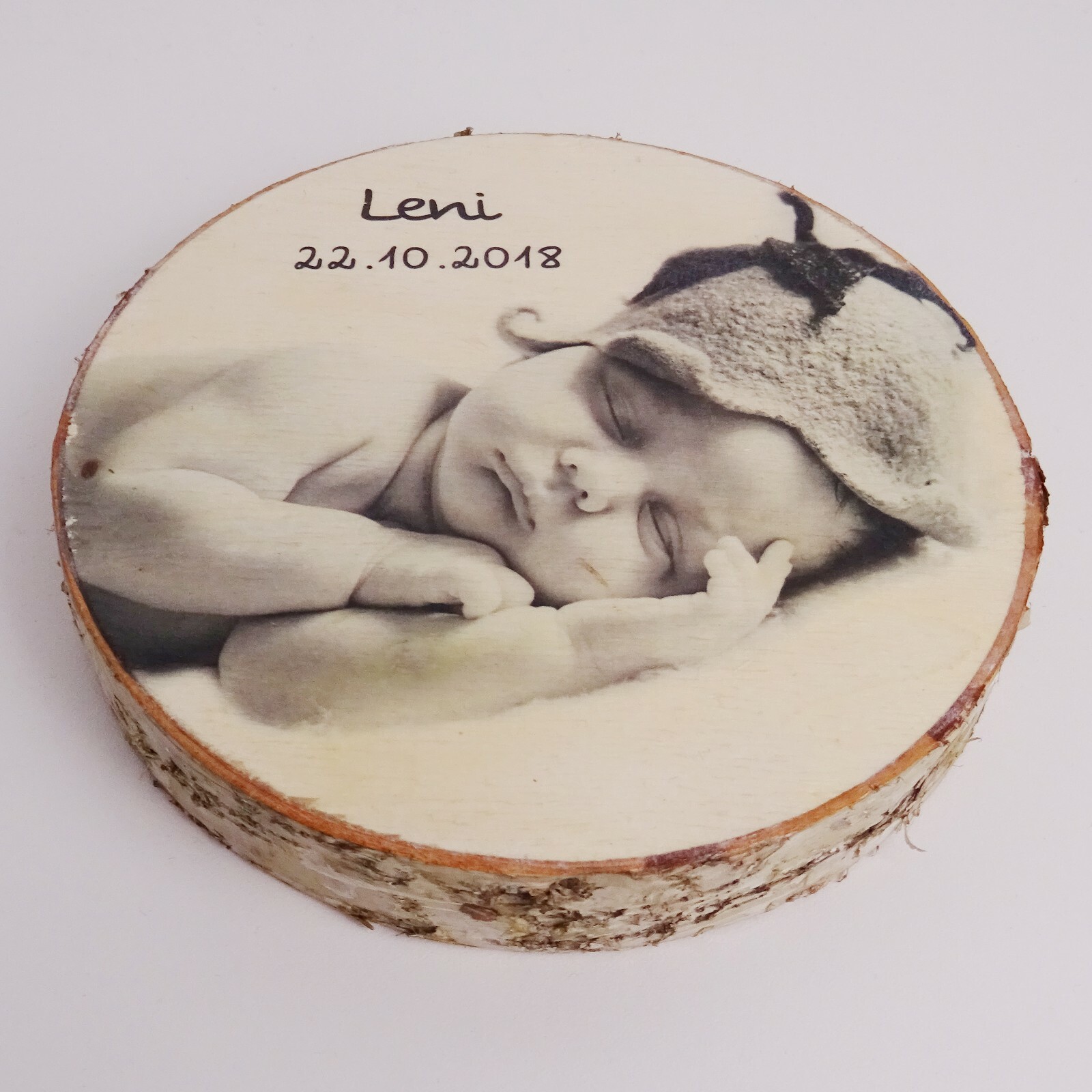 Personalisierte Baumscheibe 15 cm FOTO auf HOLZ Geschenk Muttertag Holzscheibe