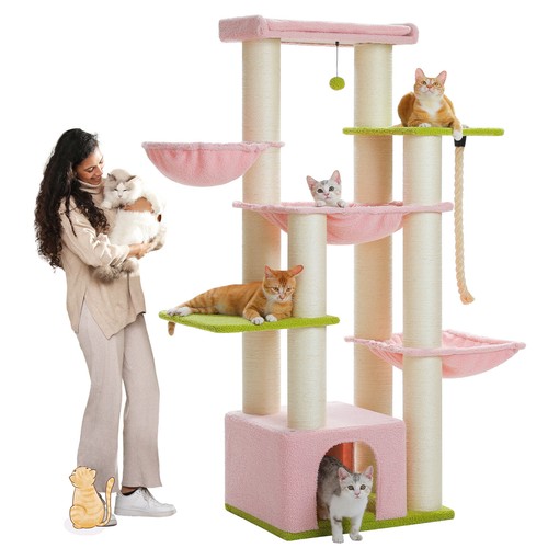 PAWZ Road 67" Cat Tree Tower with 13 Thick Sisal Scratching Posts (Dia=4.3") 