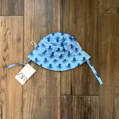 ZARA Toddler Size 3-5 Years Blue Octopus Bucket Hat NWT