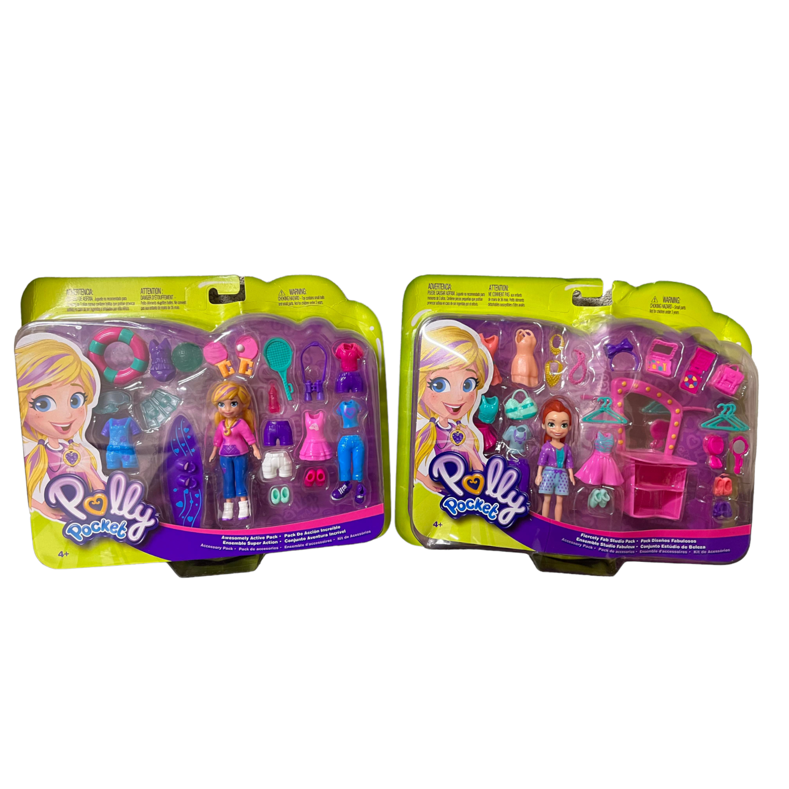 POLLY POCKET DOLL MANY ACCESSORIES PLAY SET FAB STUDIO BEST FRIEND ACTIVE  PACK