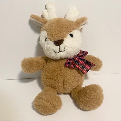 Animal Adventure Baby Deer Plush Plaid Tartan Bow Stuffed Animal Fawn Christmas