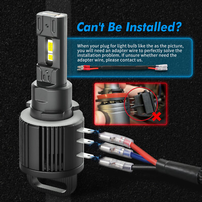 2x H15 LED Bulbs 6000K Canbus Bright High Beam DRL for VW fit Tiguan 2012-2017