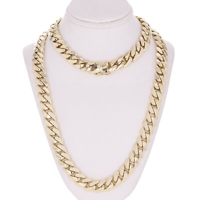 Men's 10k Yellow Gold Solid Heavy Miami Cuban Link Chain Necklace 26'' 10mm 169g