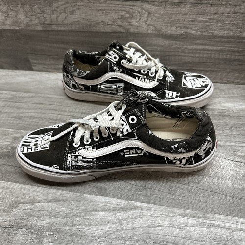 Vans Off The Wall Logo All Over Print Shoes Black White Mens