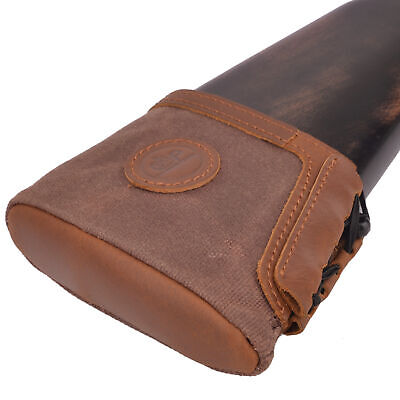 Retro Coffee Canvas Leather Rifle Buttstock Gun Recoil Pad Protector Slip On