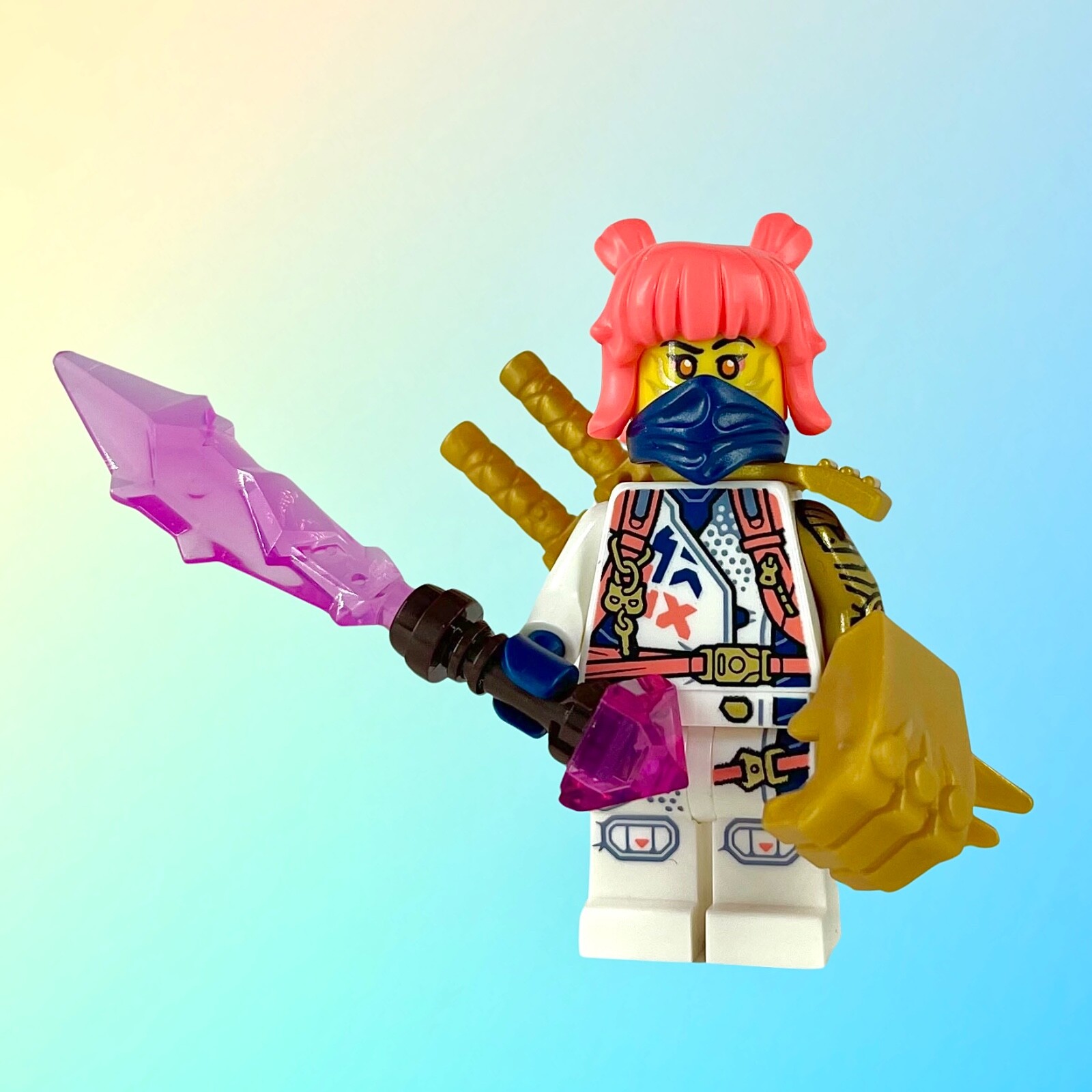 LEGO NINJAGO SORA Mini Figure 71807 Alternative Golden Double Katana Scabbard LEGO NINJAGO SORA Mini Figure 71807 Alternative Golden Double Katana Scabbard