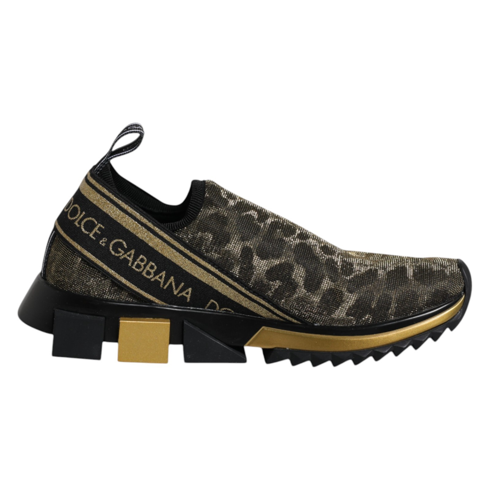 DOLCE & GABBANA Shoes Gold Glitter Leopard Sorrento Sneakers