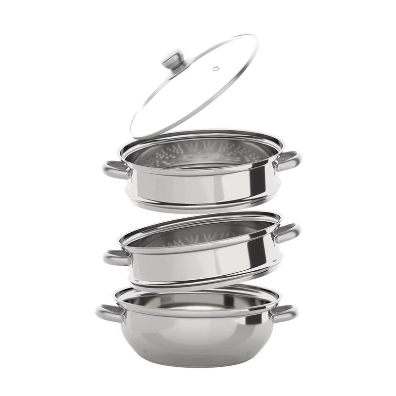 Ensemble De Casseroles À Vapeur En Acier Inoxydable Avec Couvercle En Verre, Cui