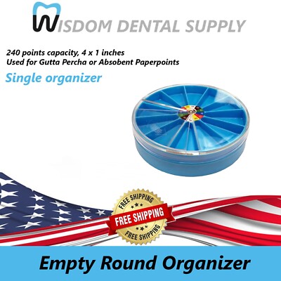 Empty Round Organizer for Gutta Percha & Paperpoints - 1 Pack, Blue