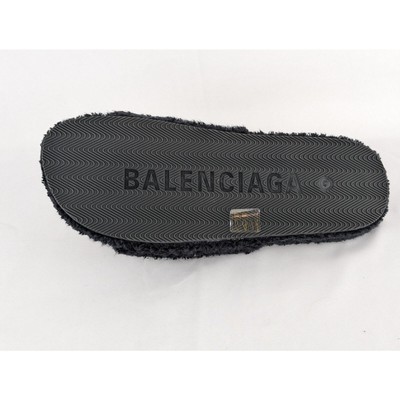 Pre-owned Balenciaga Soft Towel Material Furry Slide In Black/white/red / Q.2 Size 44