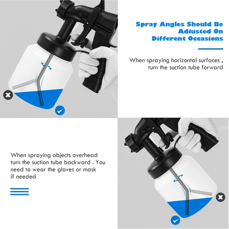 800ml electric hvlp paint sprayer gun spray pattern 3 ways