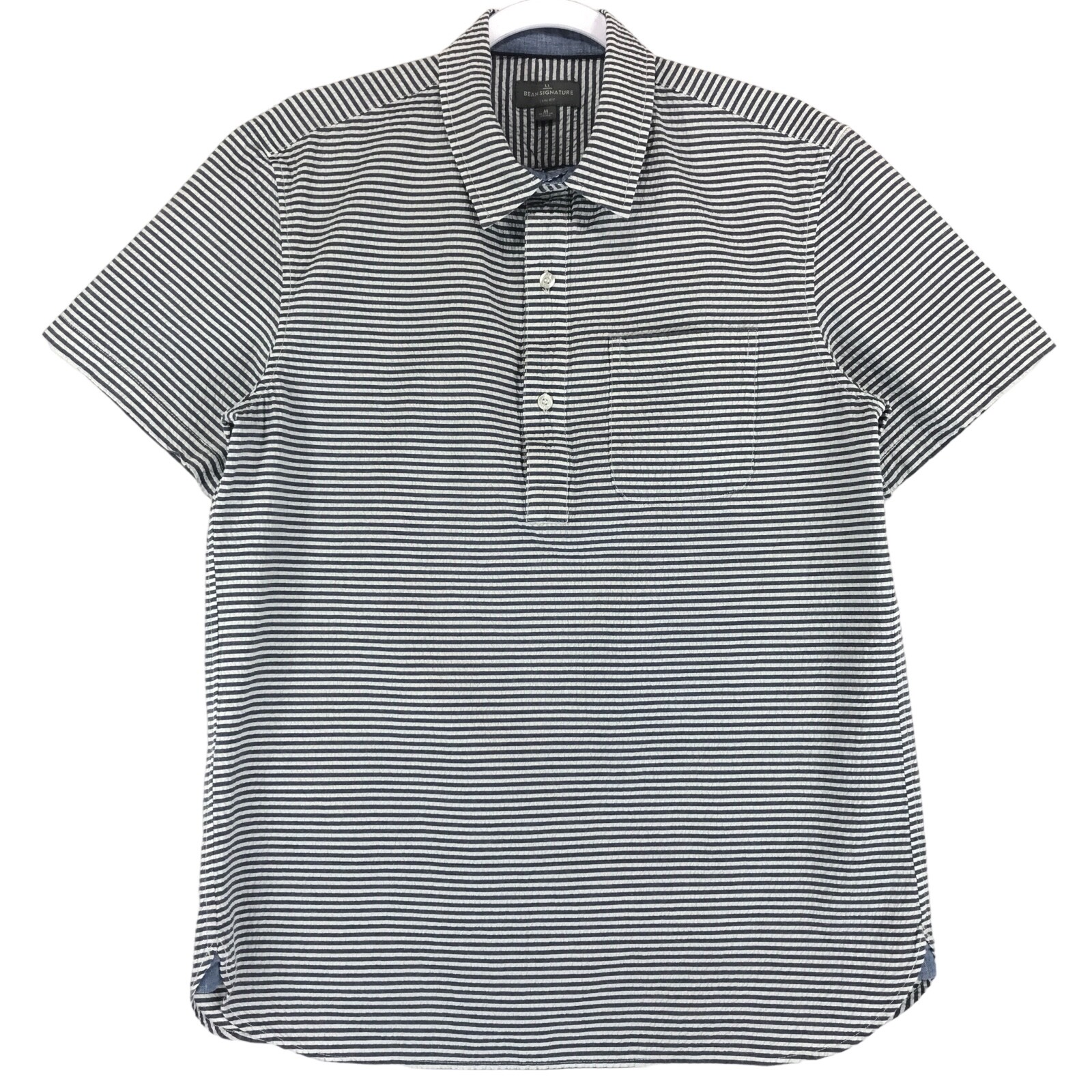 ★★ ★★ Seersucker textured sweater T12F1KPO1 Seersucker Button Down Pullover - SLOU