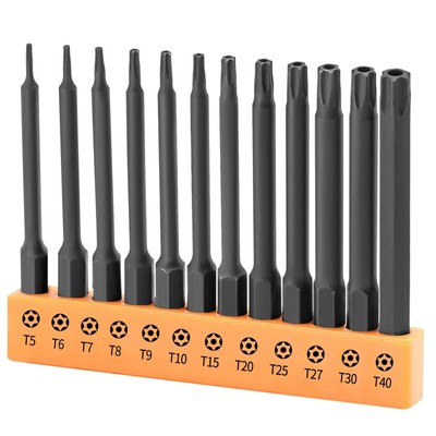 Torx Bit Set, 12-Piece Security Bit Set, S2 Steel Tamper Proof Star Bit Set w...