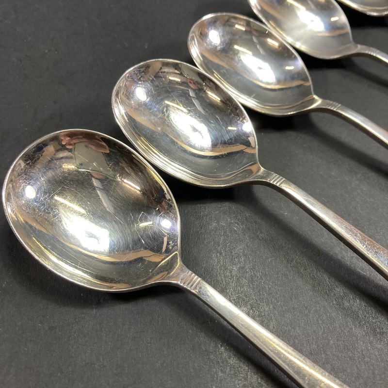 VINTAGE ELKINGTON OPHELIA CUTLERY SET OF 6 SILVER PLATE ROUND BOWL SOUP