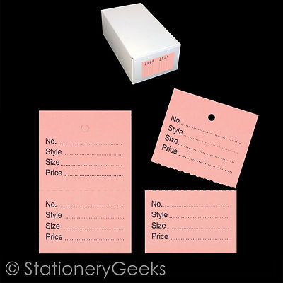 1000 Pink Garment Clothing Tickets Perforated Clothes Price Stock Tags Tagging