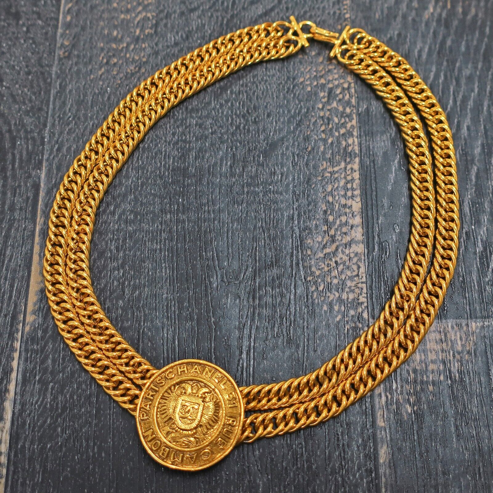 CHANEL Gold Plated CC Logos Cambon Vintage Necklace Pendant CHANEL Gold Plated CC Logos Cambon Vintage Necklace Pendant