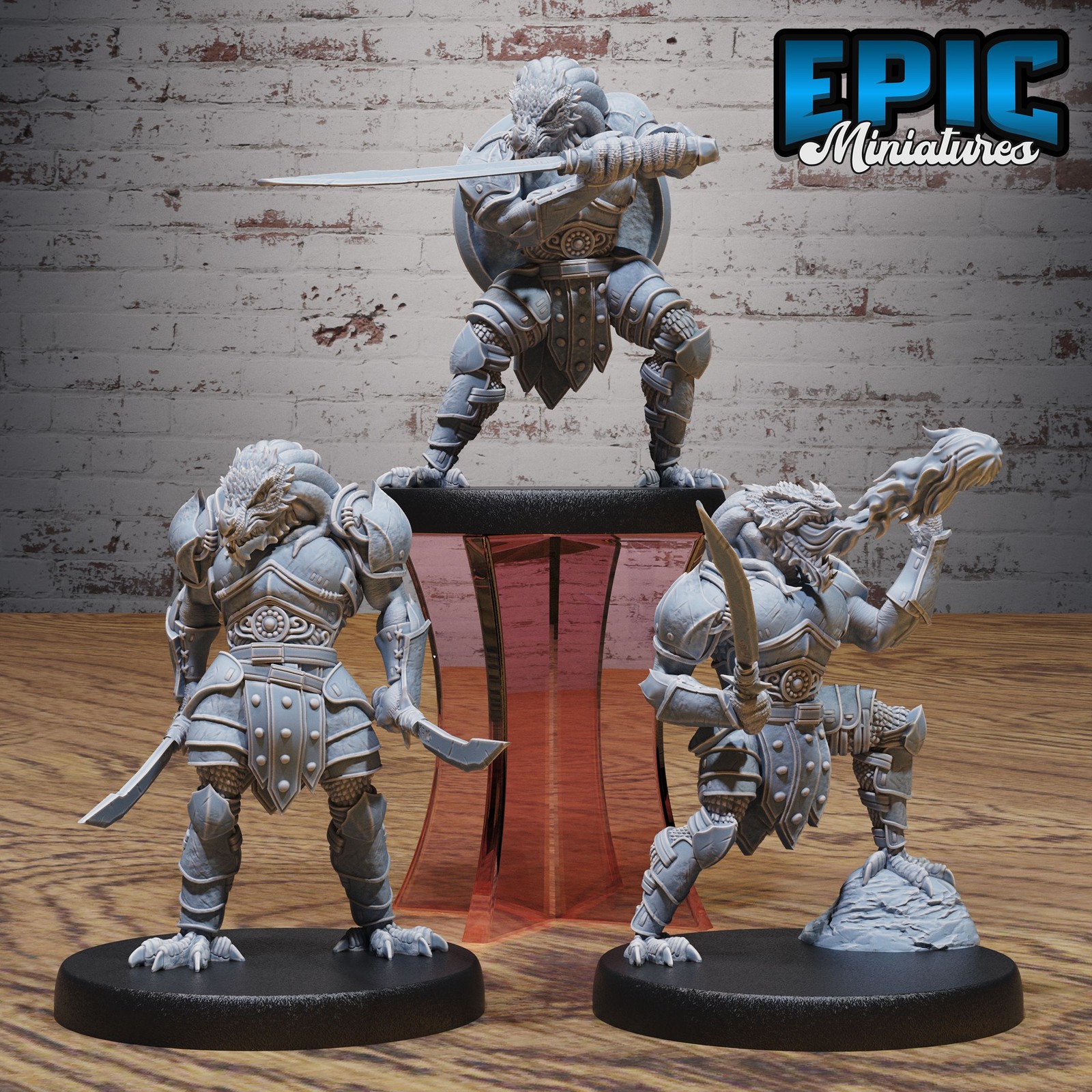 Dragonborn Warrior Set – Armoured Draconic Fighters | 28mm | Epic Miniatures