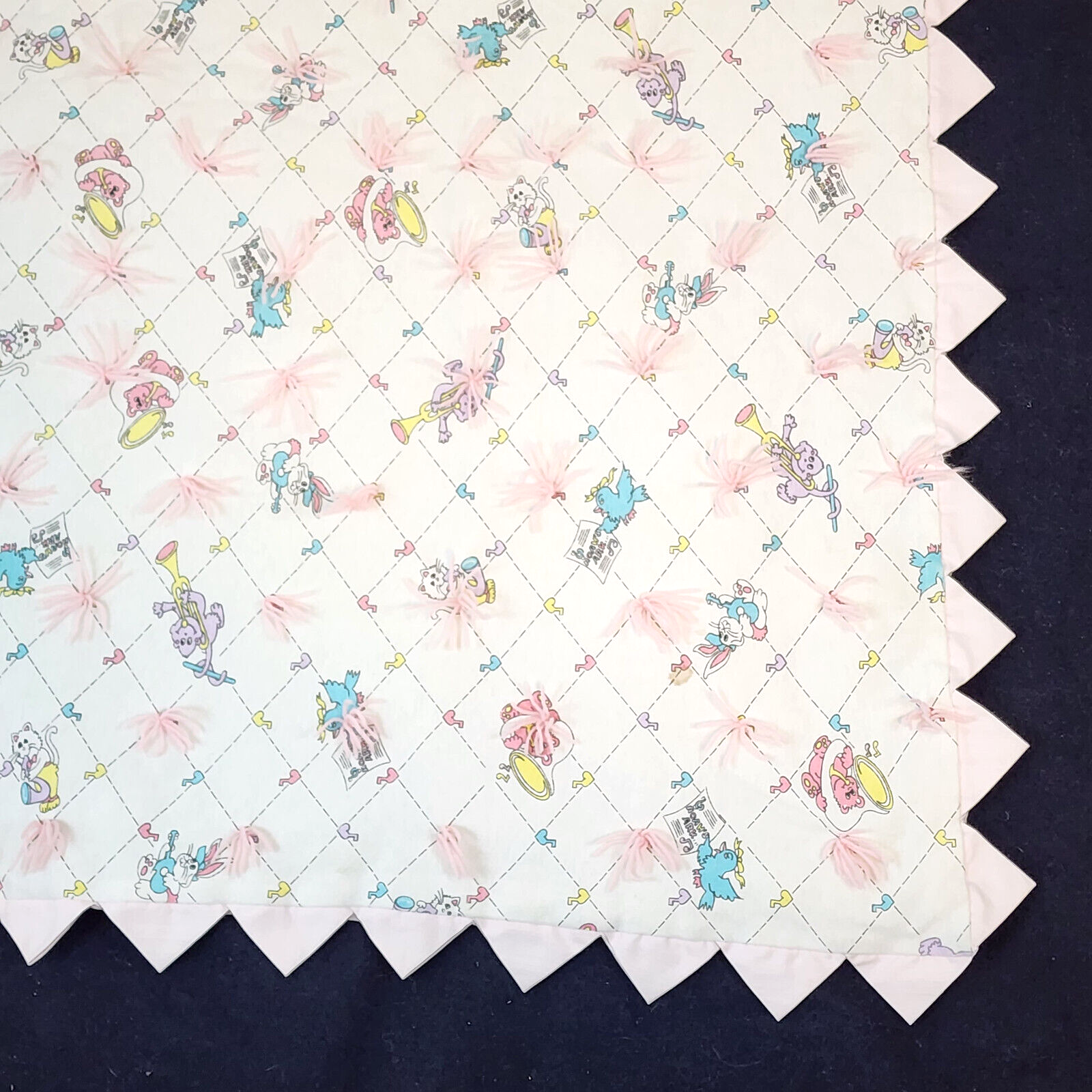 Handmade  45 X 42 Music Theme Noahs Ark Pink White