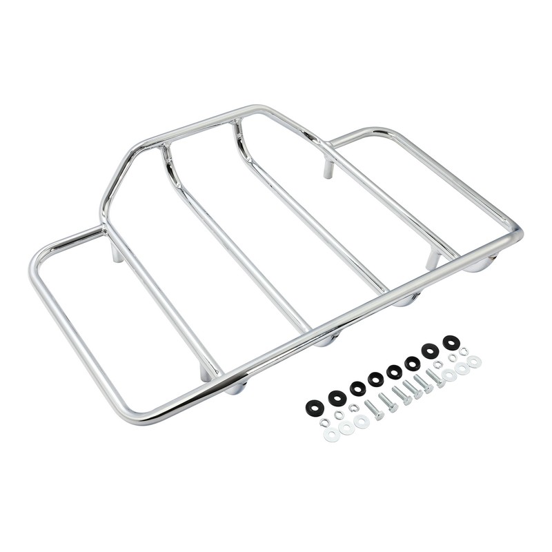 Chrome Trunk Luggage Top Rack Fit For Harley Tour Pak Touring Road Street Glide