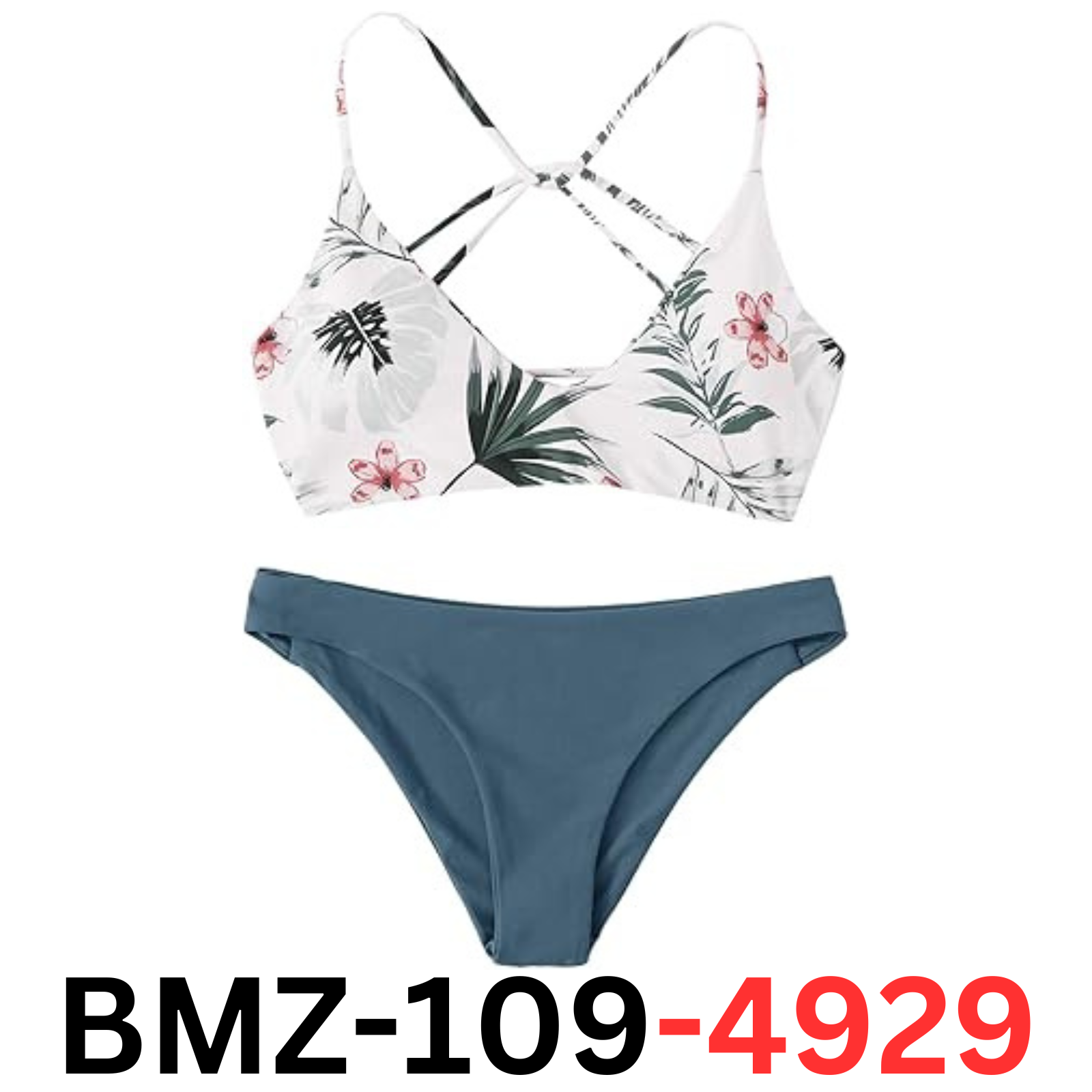 SweatyRocks Women's Sexy Bathing Suit Floral Print Cross Back Bikini Swimsuit, M