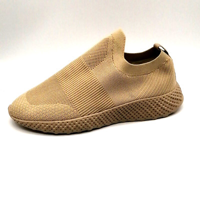 Blondo Womens Sarah Slip On Knit Stretch Sneakers Tan Textured Wedge Heel 9M NEW