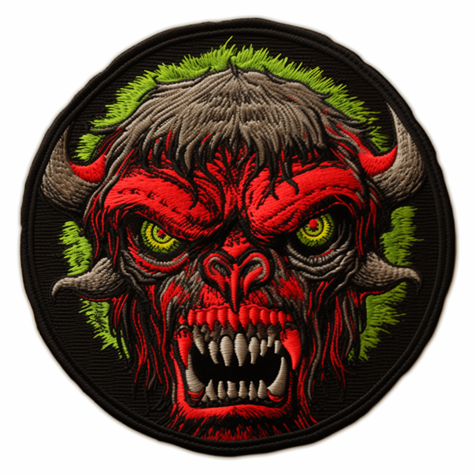 Bison Patch Iron-on Applique Apocalypse Badge Zombie Wild Animal Mutated Scary