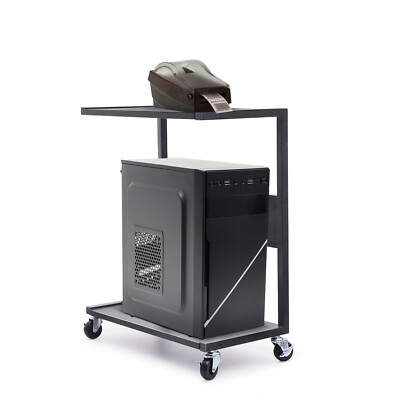 DHville Mobile Home Office Cart PC and Printer Stands, DH-OC-BLACK