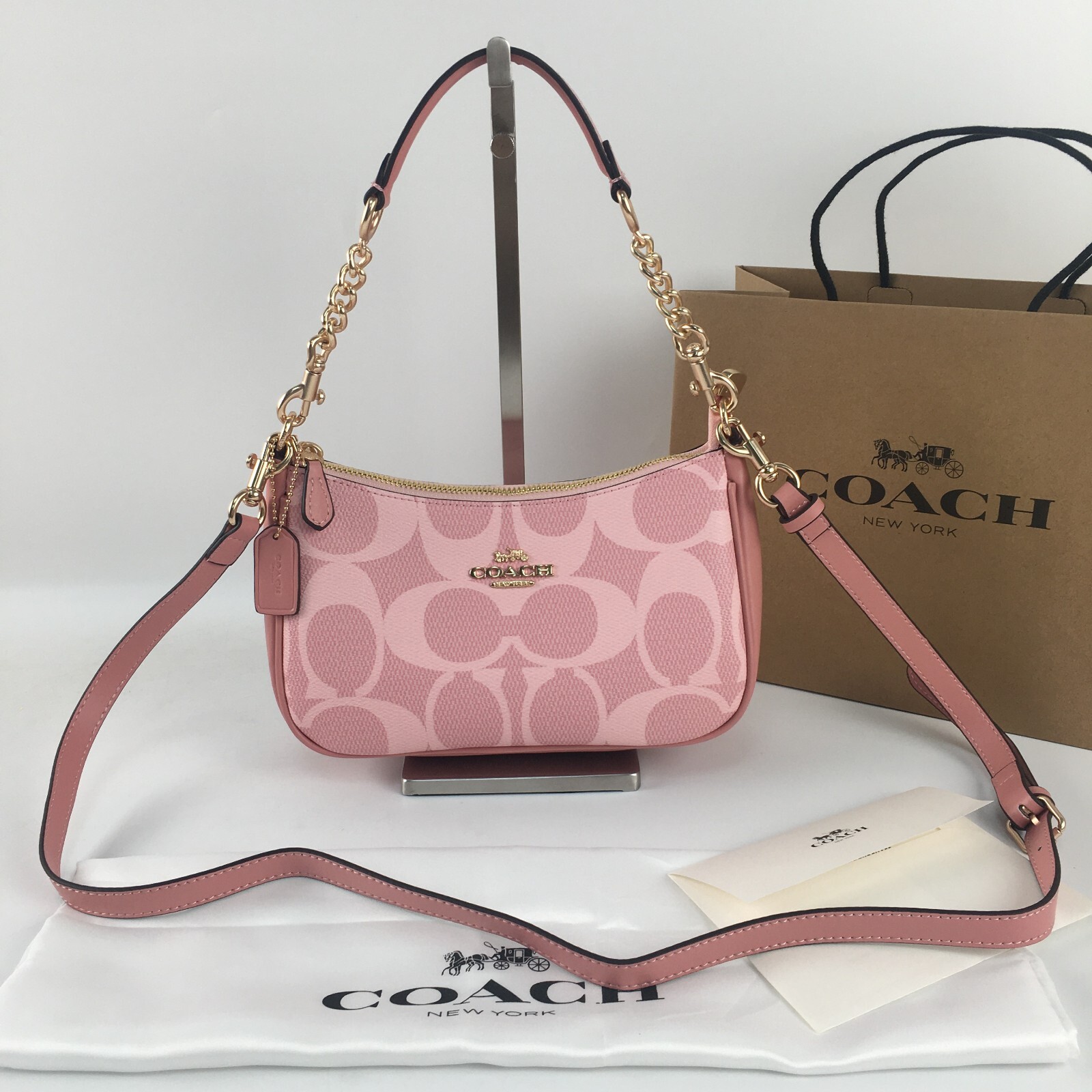 バッグ COACH Signature Accessory Pouch Pink Bag Coach Pink Signature Accessory Pouch Handbag Used | eBay
