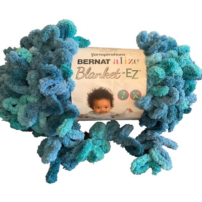 Bernat Alize Blanket-EZ Yarn for Finger Knitting Seaport Teals  6.4 oz New