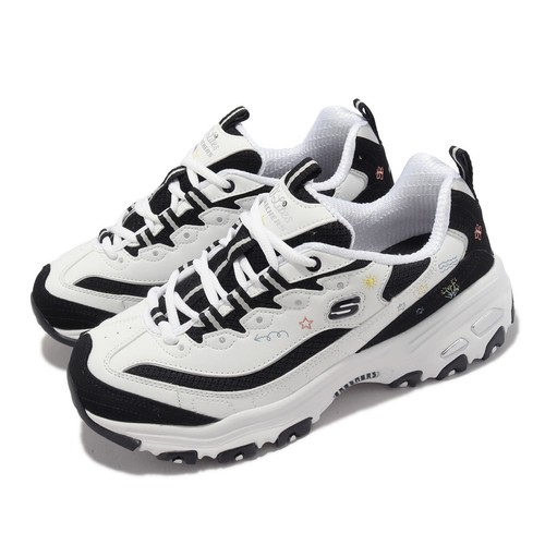 

Skechers D Lites White Black Женская повседневная обувь для образа жизни Кроссовки 896155-WBK, Белый, D Lites
