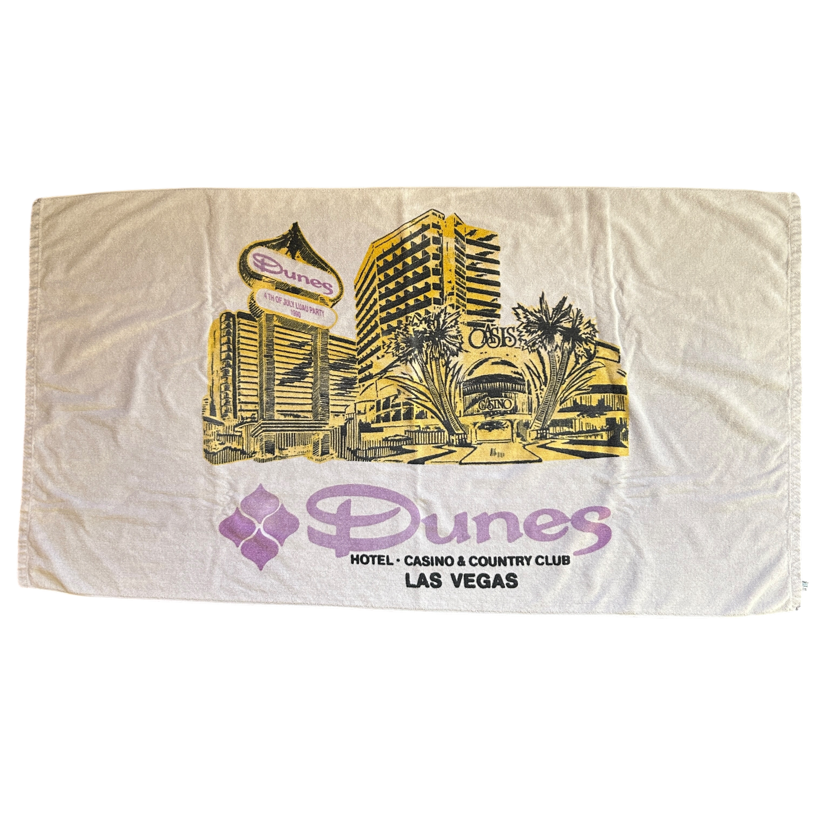 Vintage 90s Dunes Casino Las Vegas Beach Towel Gray Gambling G...