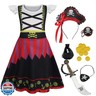 Eledobby Kids Pirate Costume for Girls Pirate Dress Halloween Outfits Birthday Party Cosplay Dresses 5T 6X