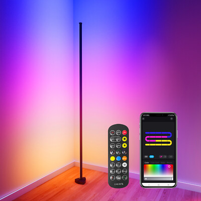 56'' RGB LED Corner Floor Lamp RGBIC Rainbow Ambiance Light Smart APP RF Control