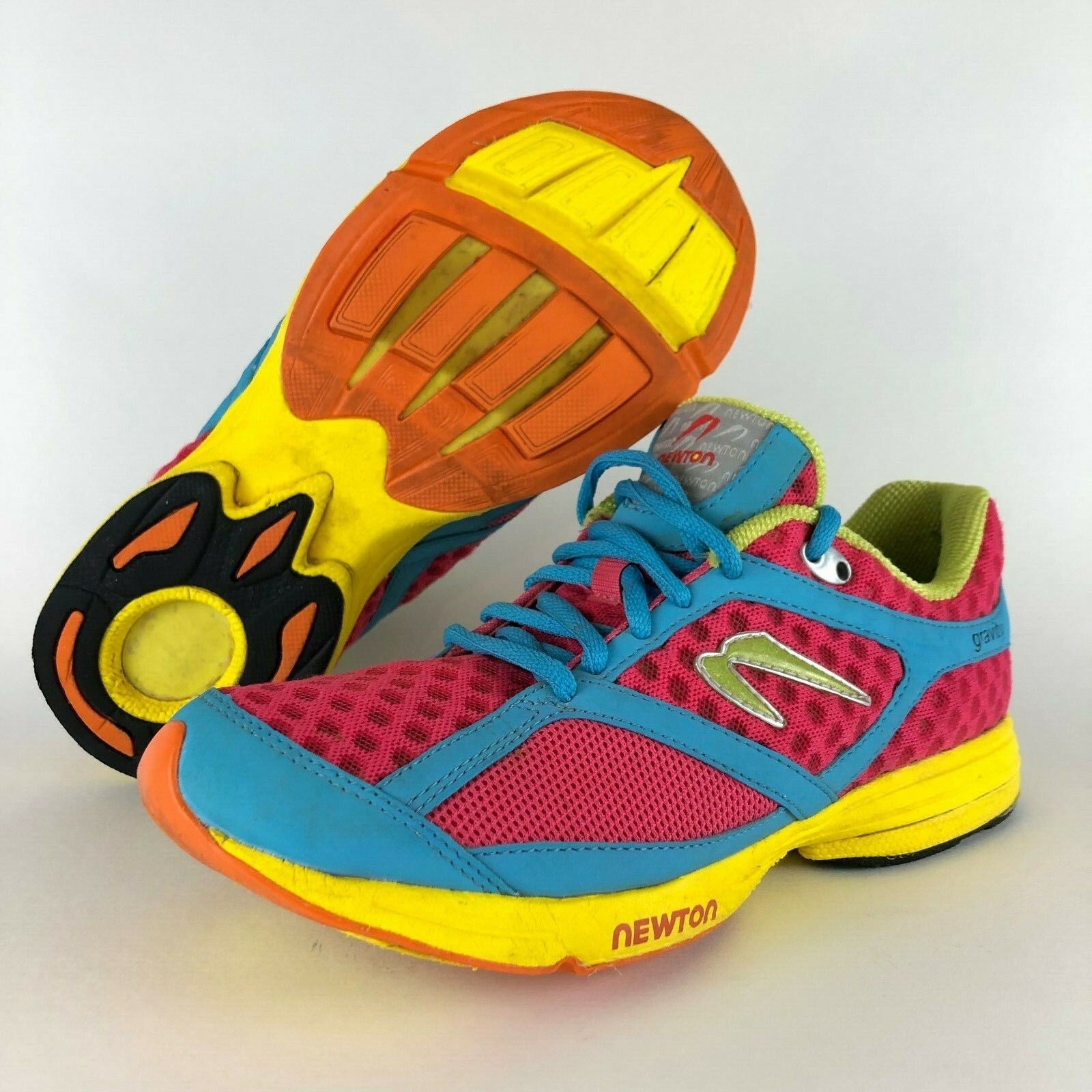 Newton Gravity Running Shoes Sneakers Pink Blue Yellow AF3 Womens Size 7.5