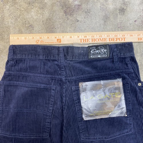 Vintage LA Gate Blue Corduroy Baggy Pants 34X32 NWT 90s 2000s Skate Y2K