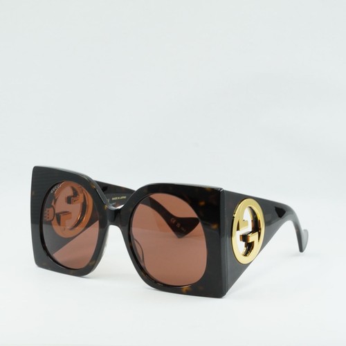 Pre-owned Gucci Gg1254s 002 Dark Havana/brown 55-22-140 Sunglasses
