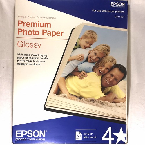 Epson Premium Photo Quality Glossy Ink Jet 8.5 X 11  68 lb 70 Sheets S041467