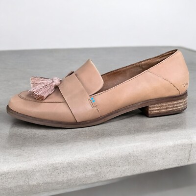 Tom s Estel Tassel Leather Loafer in Honey Tan Neutral Size Women s 9