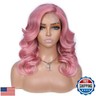 Lady Miranda Pink Wig Loose Wave Lace Part Wig Nature Curly Synthetic Heat Resistant Weave Full Wigs for Black Women (Pink)