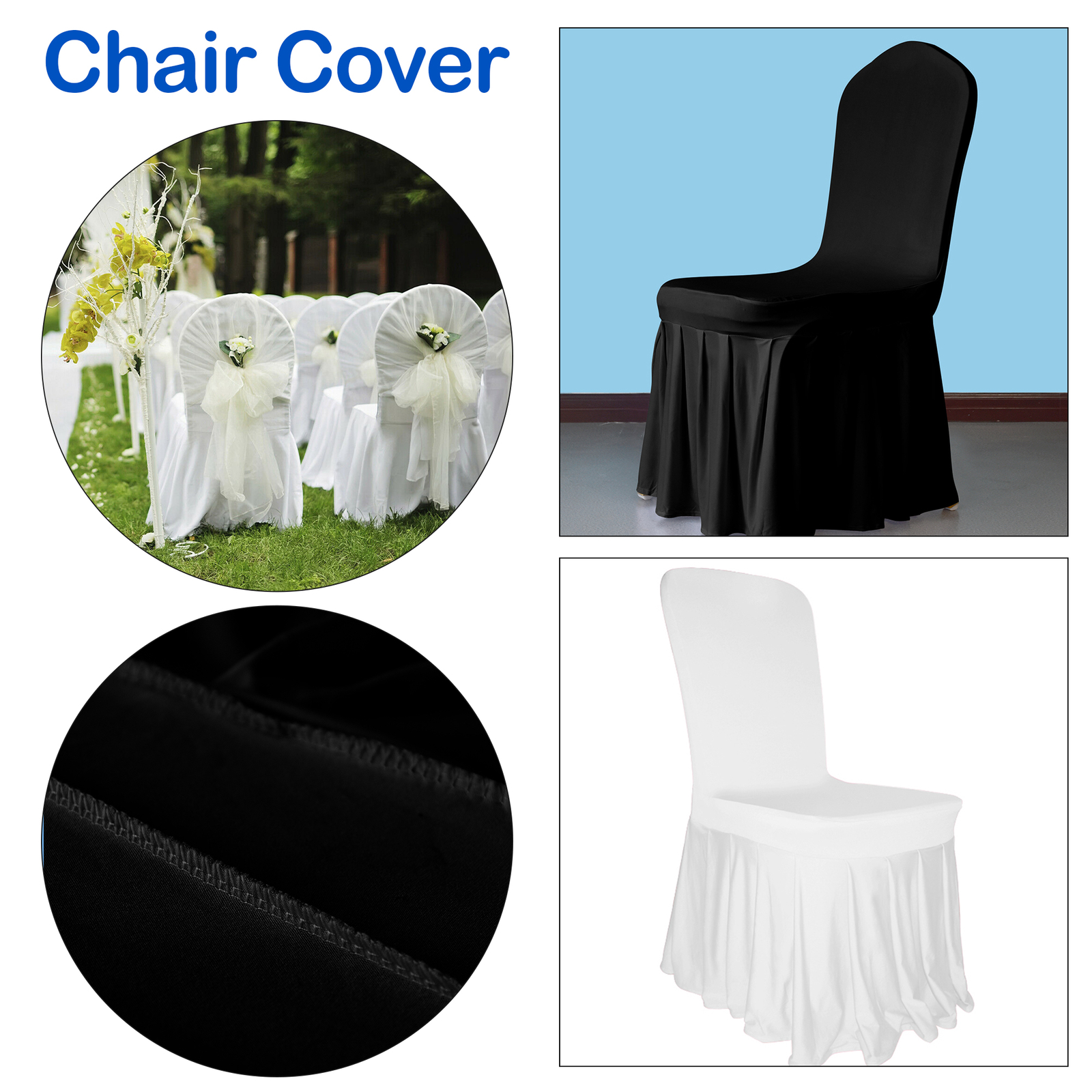 Chair Covers Skirt Style Spandex Stretch Wedding Banquet Chair Cover 1-100pcs