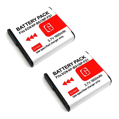 2x Battery Pack For NP-BG1 Sony DSC-W35 DSC-W40 DSC-W50 DSC-W55 DSC-W70 DSC-W80