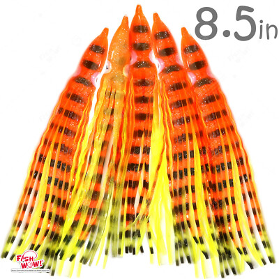 Fish WOW! 8 1/2'' Squid Skirt 8.5 in Hoochies Crinkle Octopus Trolling lure NEW