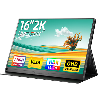 UPERFECT 2K Portable Monitor 16'' 2560x1600 QHD Portable Gaming Monitor HDR VESA