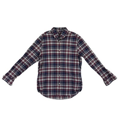 Vineyard Vines Plaid Whale Button Down Shirt Men's Medium Flannel 100% Cotton