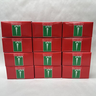 12x NEW SILVESTRI 4 1/2  Spun Icicle Light Topper Crystal Icicle Ornament SET