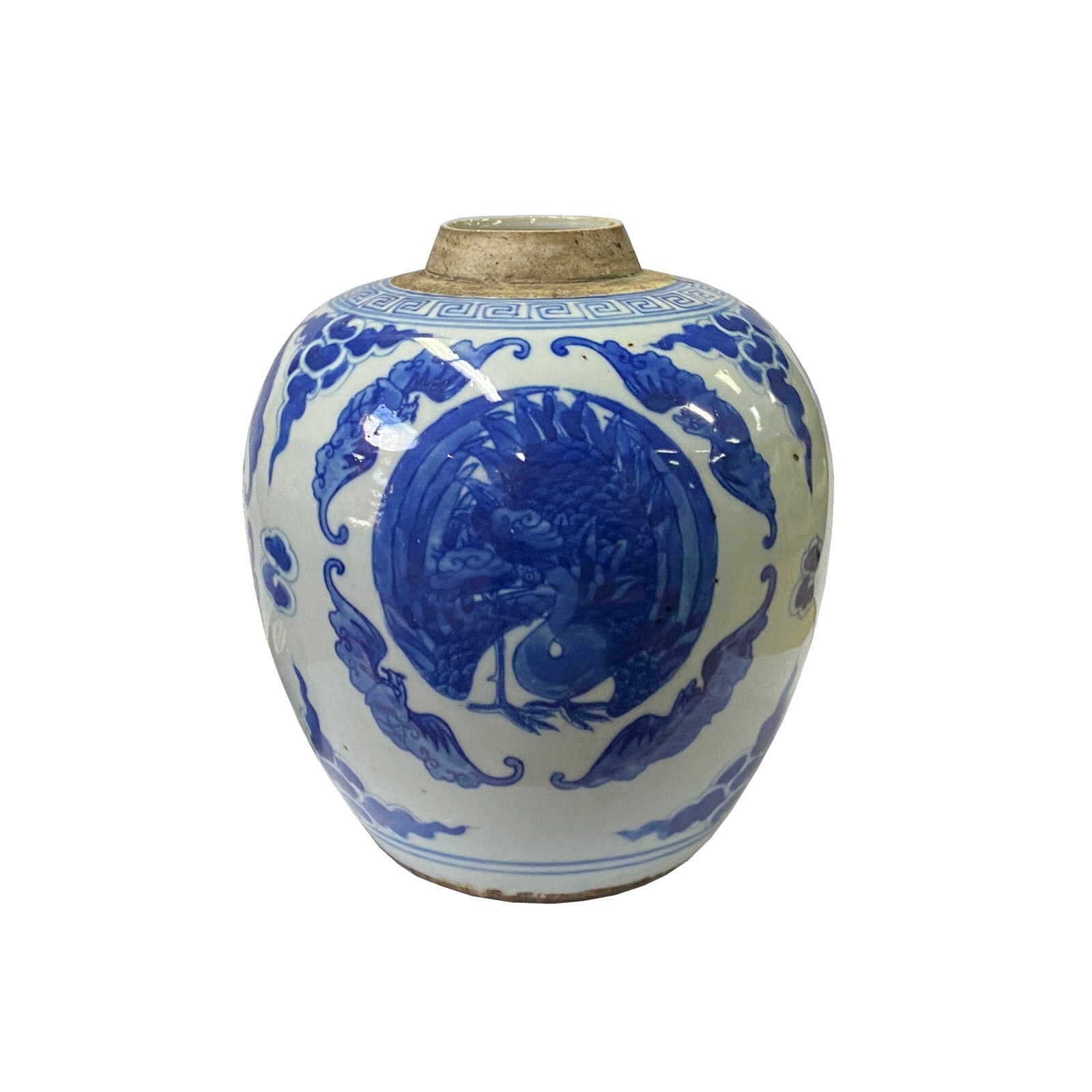 Oriental Handpaint Bird Bat Small Blue White Porcelain Ginger Jar ws2324S Oriental Handpaint Bird Bat Small Blue White Porcelain Ginger Jar ws2324S