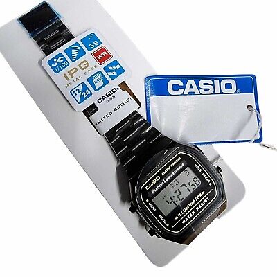 CASIO Retro Classic Unisex Digital Steel Bracelet Watch- A168WA-1YES Black