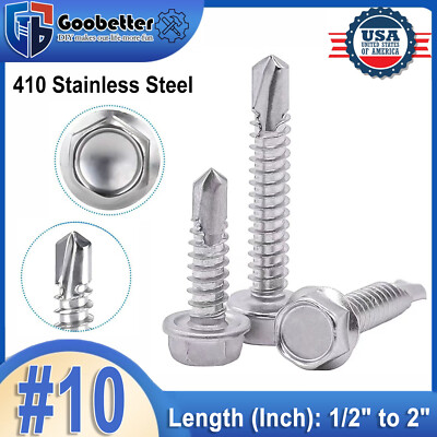 #10 Hex Washer Head Self Drilling Screws Tapping 410 Stainless Steel for Metal