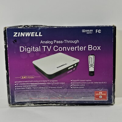 Zinwell Analog Pass-Through Digital TV Converter Box ZAT-950A